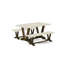 3 Piece Dining Room Table Set - 1 Dining Table and 2 Wood Benches - Reliable and Sturdy Construction - Linen White Table top and Distressed Jacobean Finish-838496416-838496417-838496447