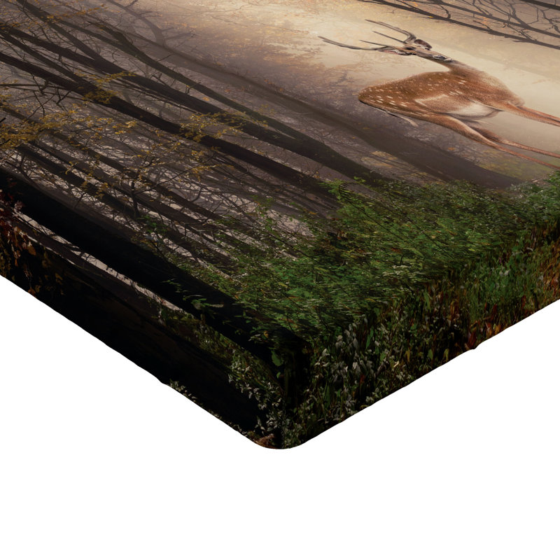 Ambesonne Wildlife Fitted Sheet 2-Pack Deer Forest Multicolor, Full Fitted Sheet