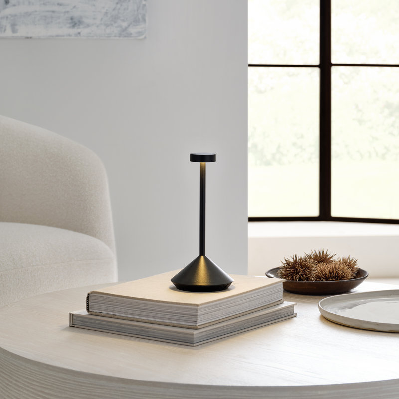 Moneta Short Accent Rechargeable Table Lamp, Black