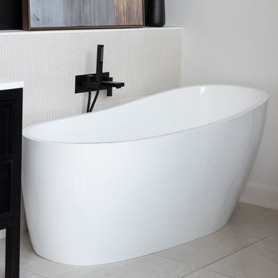 Baignoire autoportante ovale blanche brillante de 68 po Bianca
