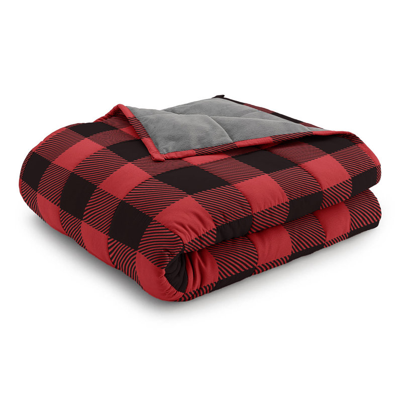 Red and Black Checkered Fleece Weighted Blanket, 15lb, Reversible