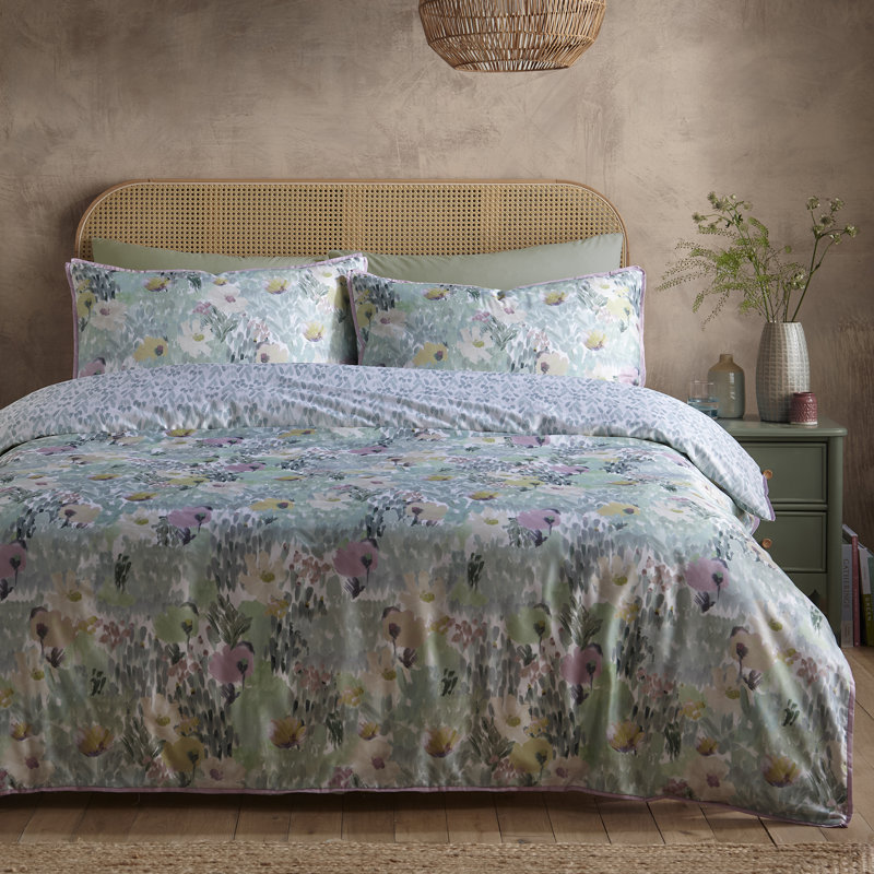 Abstract Floral Cotton Floral Duvet Cover Set, Kingsize