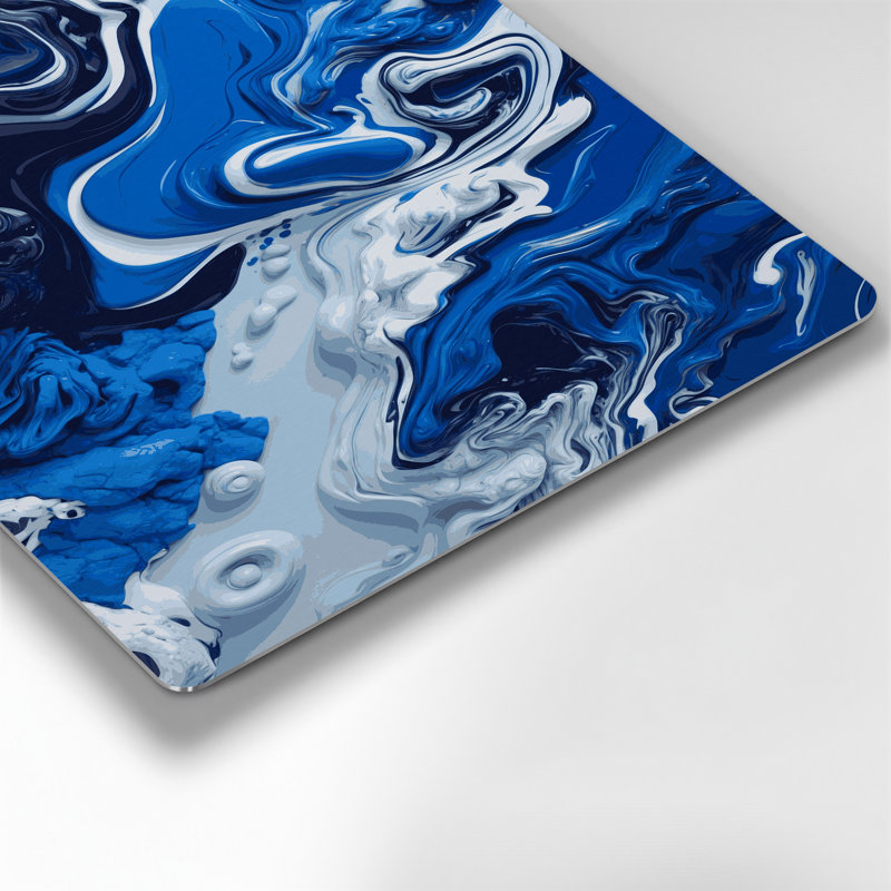 Art abstrait abstrait en métal bleu 6, H 11 po x l 14 po