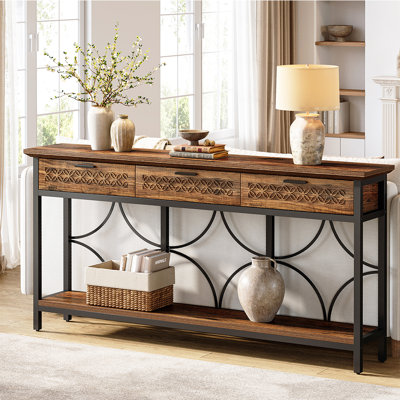 70.8" Console Table with 3 Drawers and Shelves