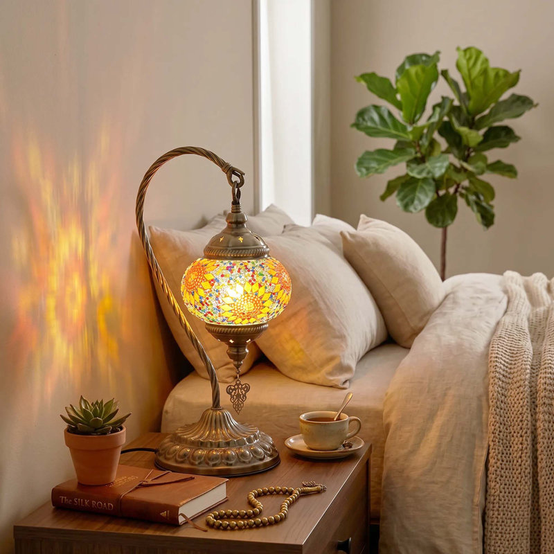 Lampe de table turque marocaine, lampes de chevet en verre Tiffany