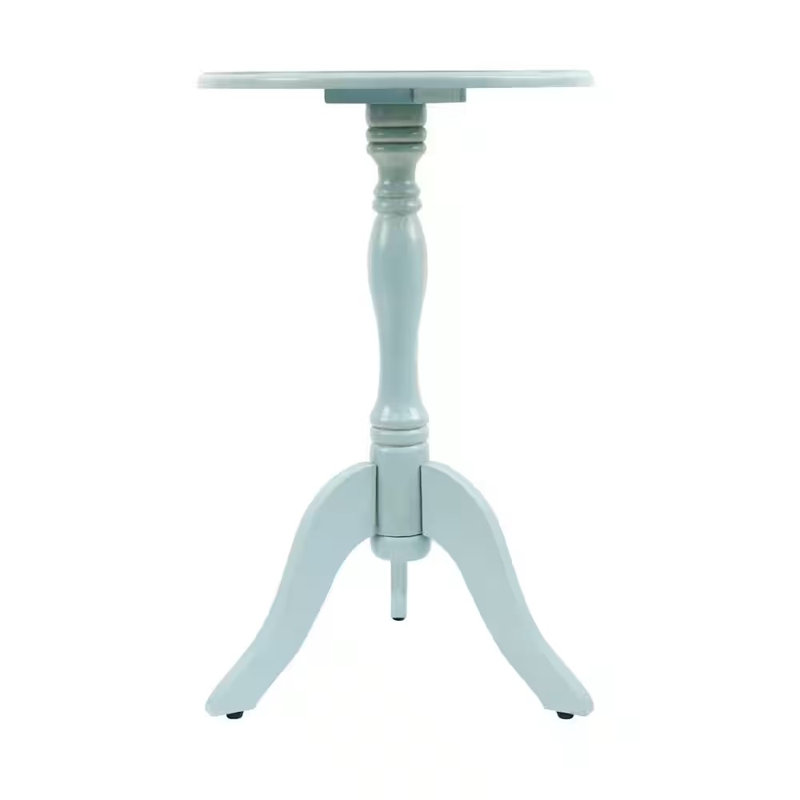 24" Round Pedestal Accent Side Table, Blue