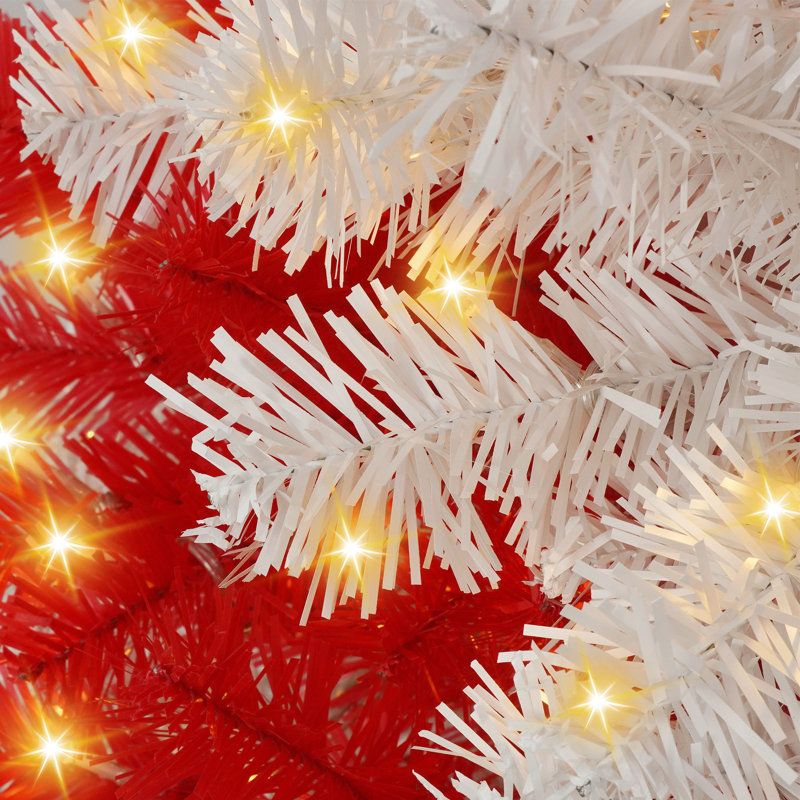 Arbre de Noël artificiel en forme de canne de bonbon de 6 pi avec 300 lumières DEL et 900 branches flexibles, arbre de Noël créatif, sapin artificiel pour la décoration des Fêtes
