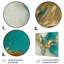 Marbre doré et turquoise Fuild Ink II - art mural abstrait en métal marbré-1368148246