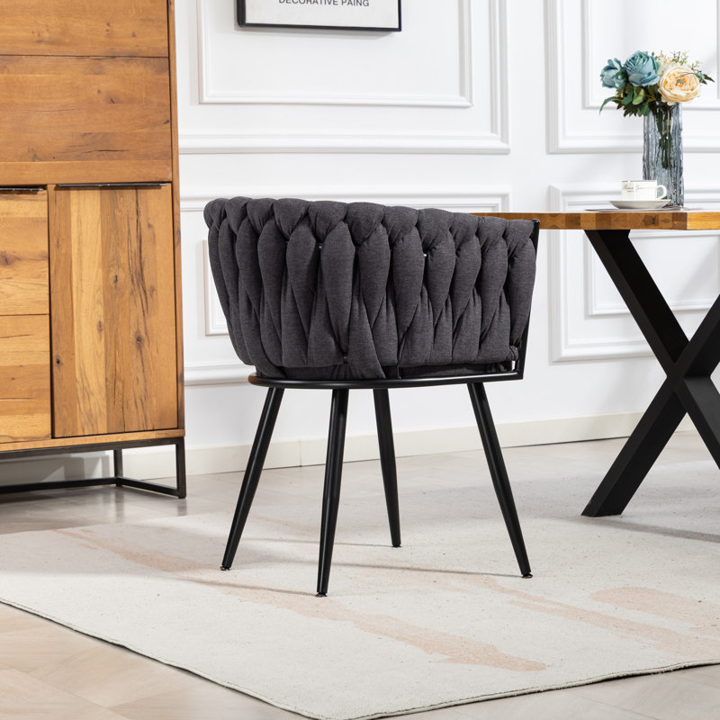 Polyester Upholstered Metal Upholstered Back Accent, Dark Grey
