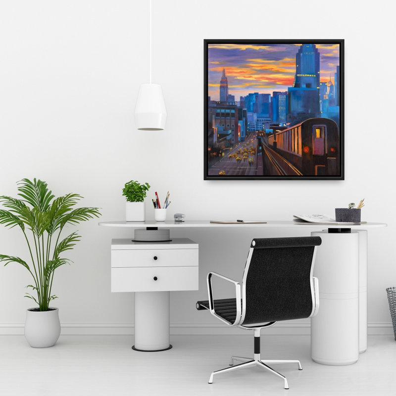 Toile Subway à New York | Décor de chambre à coucher villes bleues