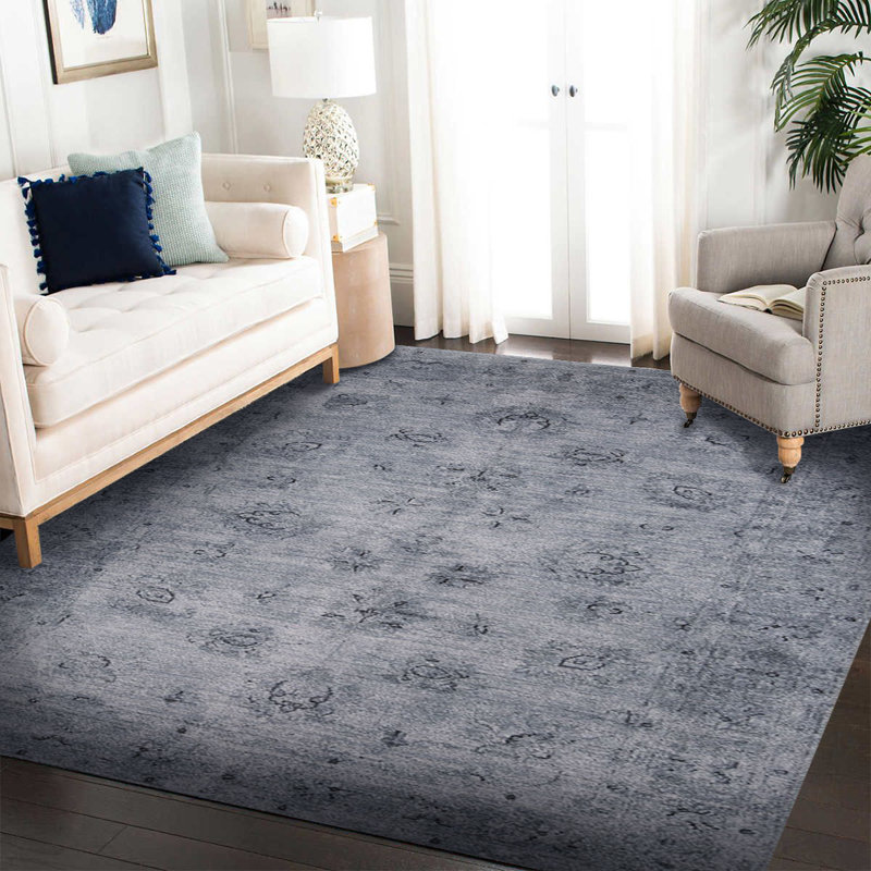 Tapis décoratif décoratif gris rétro, Rectangle 7 pi 7 po x 10 pi 10 po