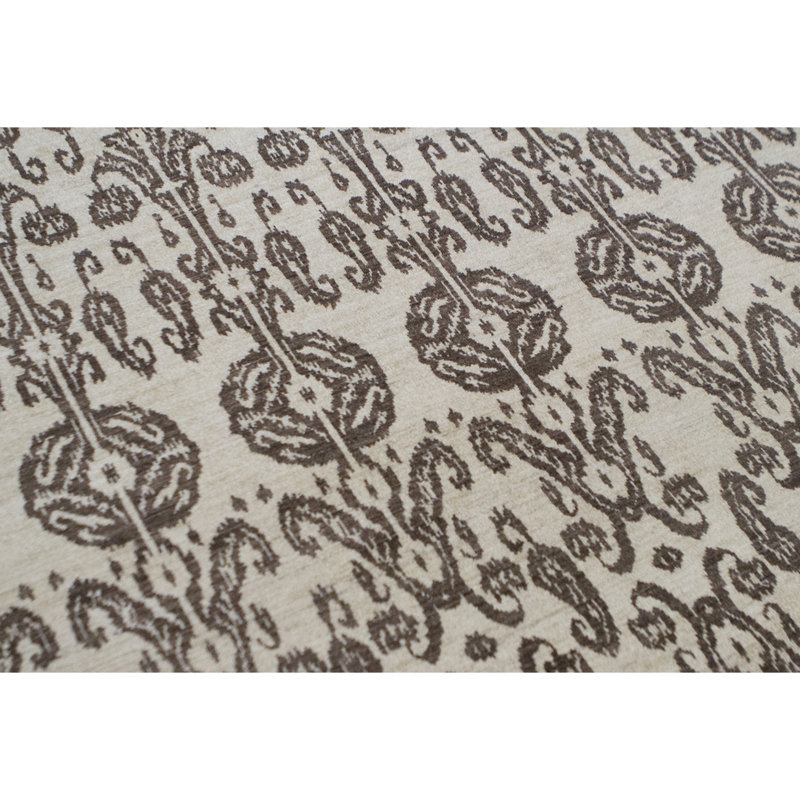 Tapis ivoire et brun noué à la main de haute qualité