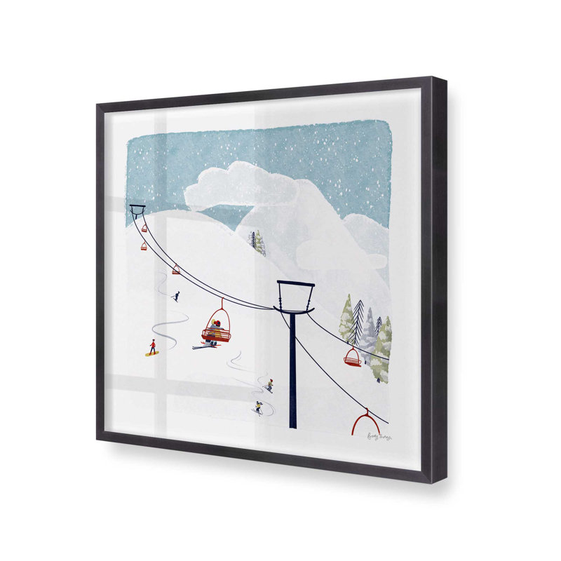Imprimé hivernal d'hiver, H 13,75 po x l 13,75 po, Cadre simple en zinc patiné, bois massif