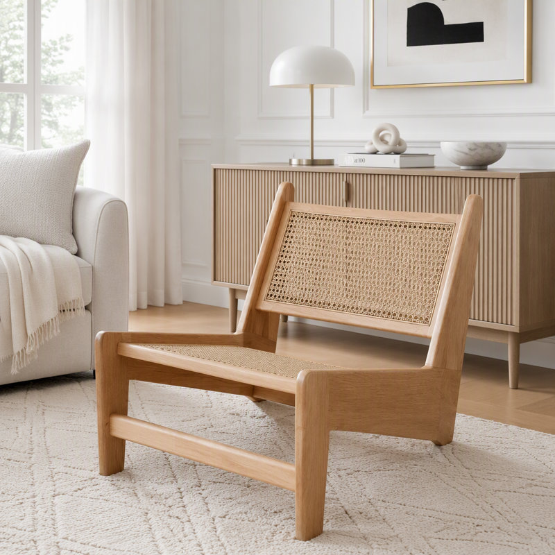 Fauteuil d'appoint, méridienne en rotin pour le salon, méridienne Boho, 27,50 po - Naturel