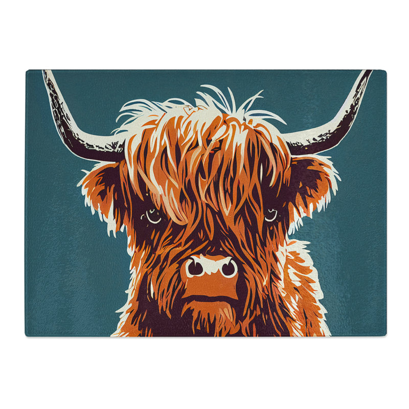Groovy Highland Cow  Glass Chopping Board