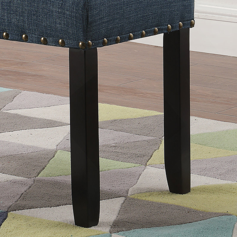 Fabric Dining Bench with Nailhead Trim, Blue