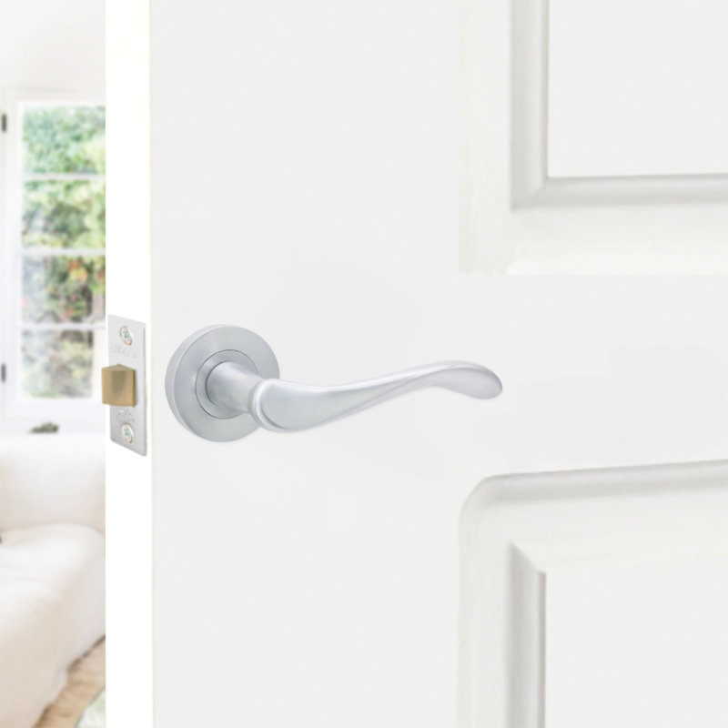 Rosalie Lever Door Handle, Satin Chrome