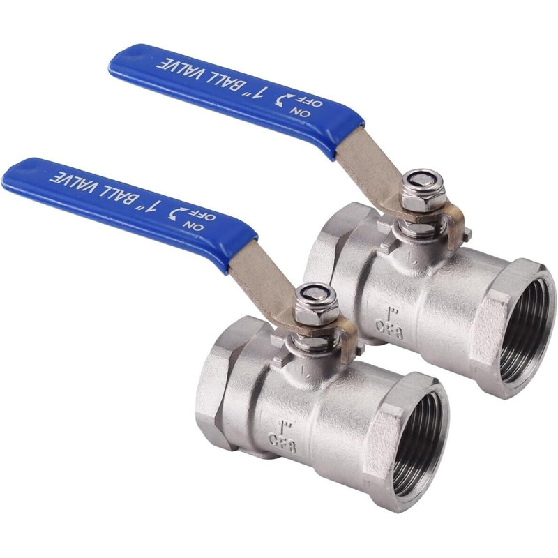 Valve à bille en acier inoxydable 304 à port double, 1 pouce, paquet de 2