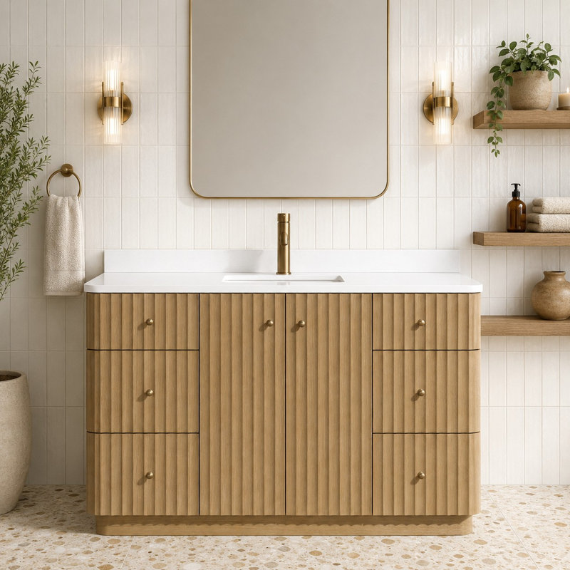 La Jolla 55'' Single Bathroom Vanity With Engineered Stone Top