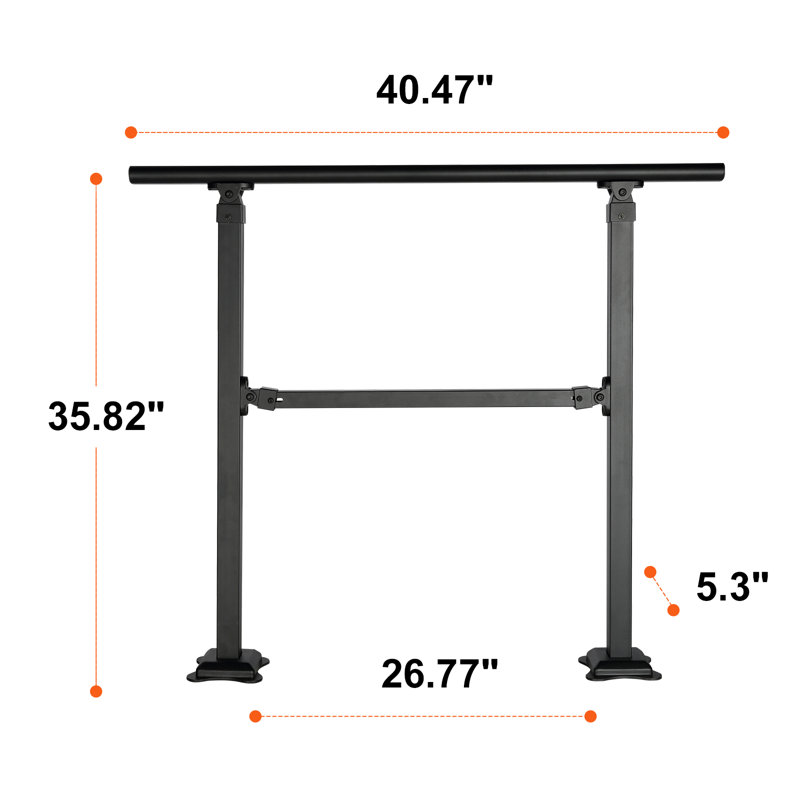 VEVOR Outdoor Hand Rails For Steps, 3Ft 3 Steps Carbon Steel Railing