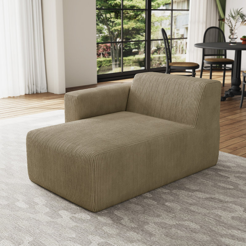 Upholstered Chaise Lounge, Left Hand Facing, Khaki