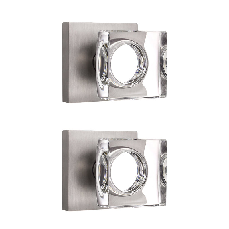 Modern Grace Series Crystal Dummy Door Knobs, Satin Nickel