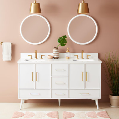 60" Novak Double Bathroom Vanity Set with Rectangular Undermount Sinks