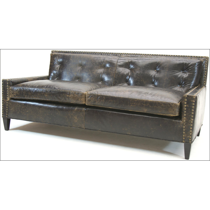 Leather Sofa, Croc Gator Brown, Pewter, Natural