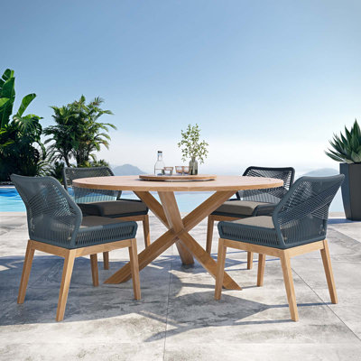 Modway Wellspring 5-Piece Outdoor Patio Teak Wood Dining Set by Modway