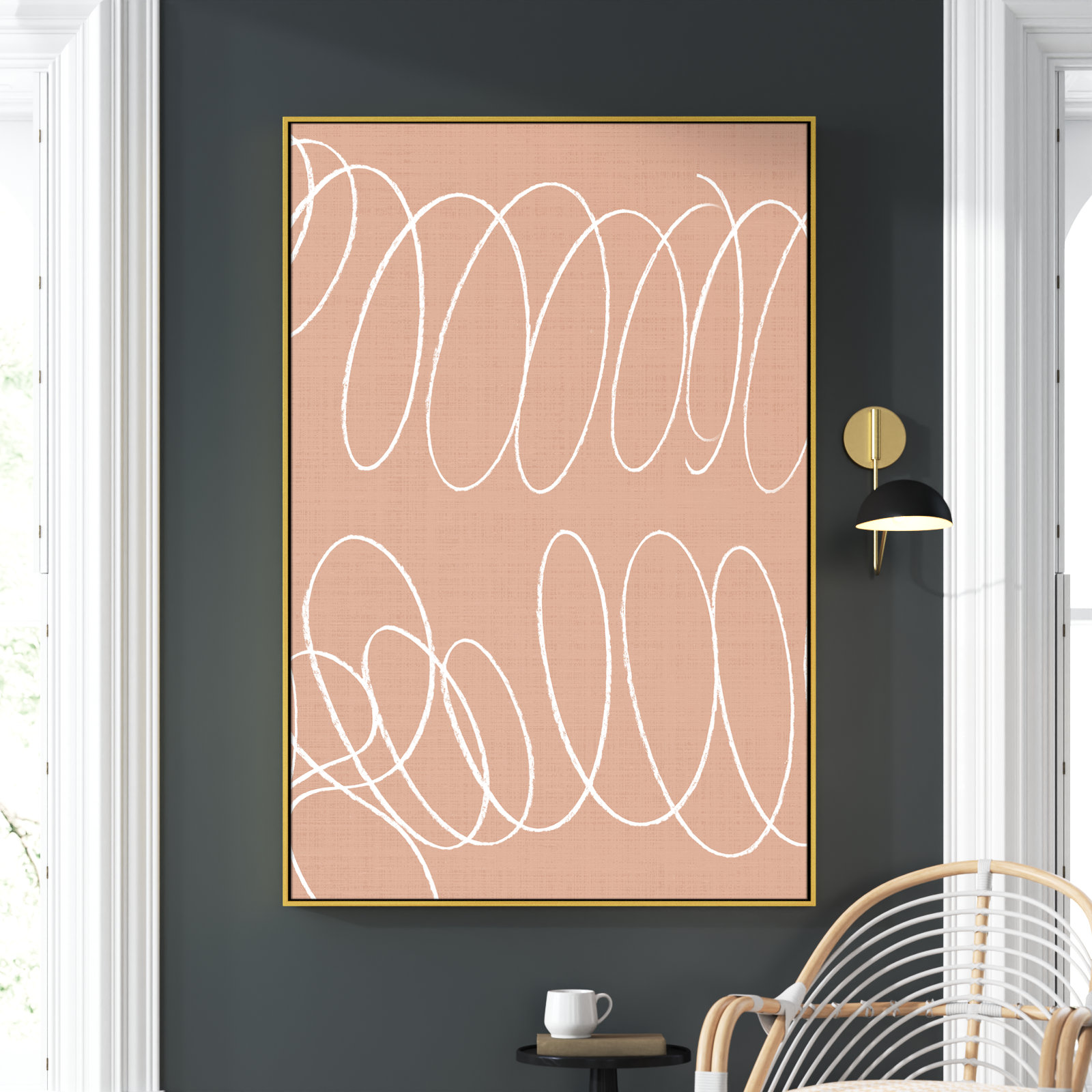 Colin "Winding Lines I" Print, 61.5" H x 41.5" W x 2" D, Gold Framed