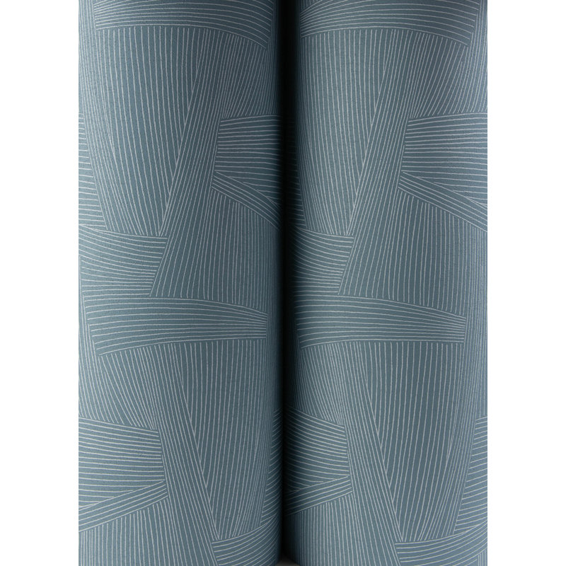 Reid Black Woven Geometric Wallpaper, Sky Blue