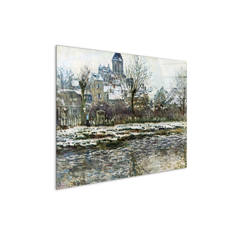 Snow in Vetheuil by Monet Claude 57cm H X 76cm W CrystalArt Material Acrylic Glass Effect, Frameless Panel Lightweight Ready to Hang