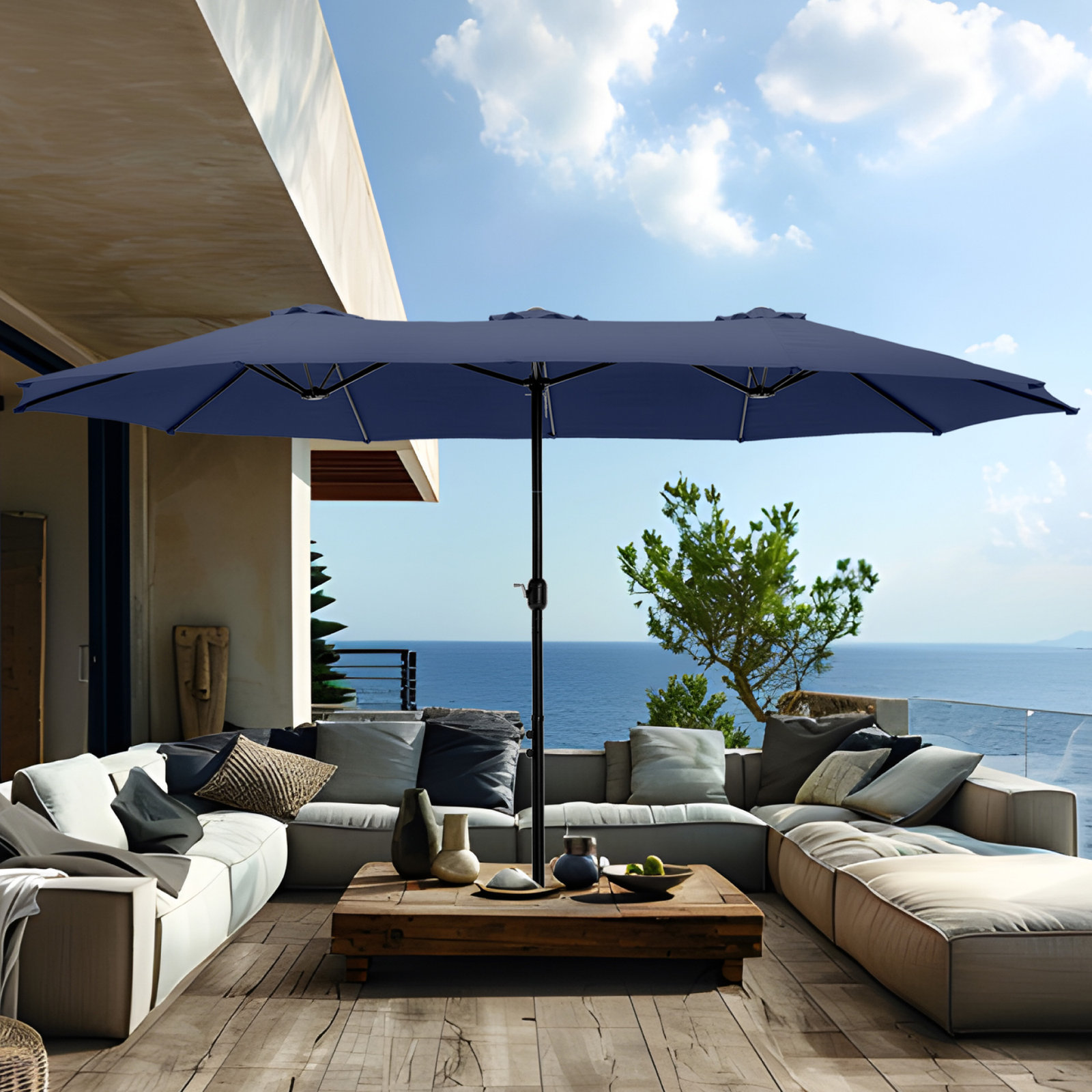 Nyasia 15' Market Umbrella, Navy