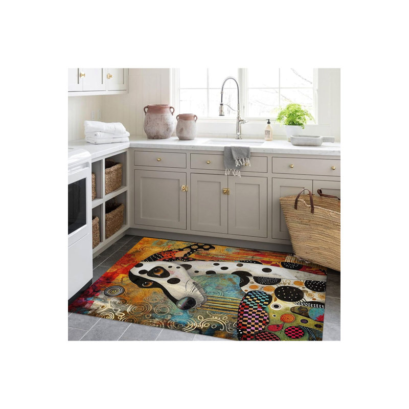 Tapis décoratif multicolore à motif tressé Northern Dog, Sous-tapis rectangulaire de 3 pi 3 po x 4 pi 11 po