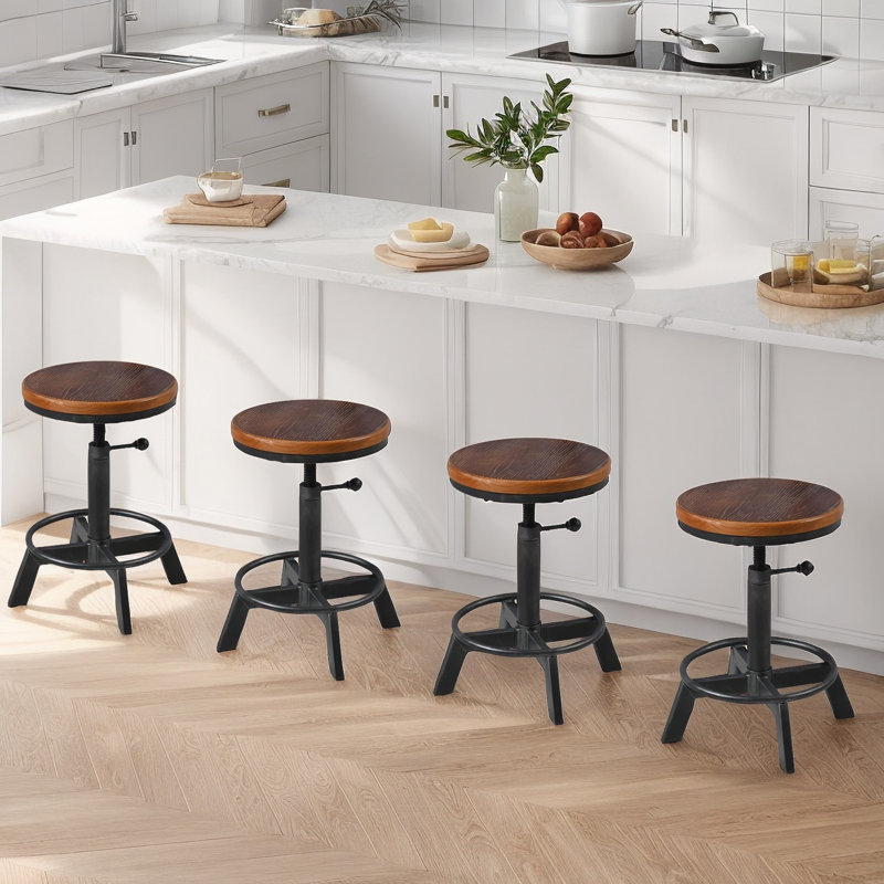 Tabouret de bar industriel, tabouret pivotant à hauteur de comptoir réglable, tabourets de cuisine de ferme, hauteur de siège réglable: 17 po à 24 po