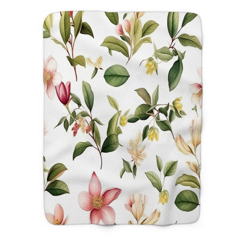Old-World Florals - Couverture sherpa de qualité supérieure 1 pièce, Grand lit