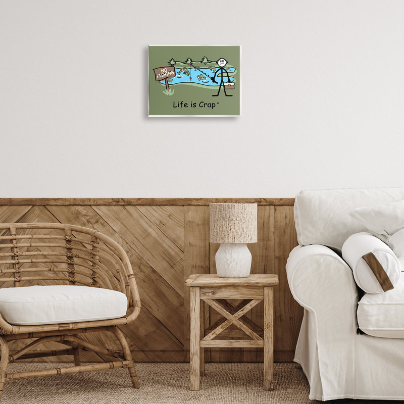 «No Fishing at Pond», art mural sur bois par LIC
