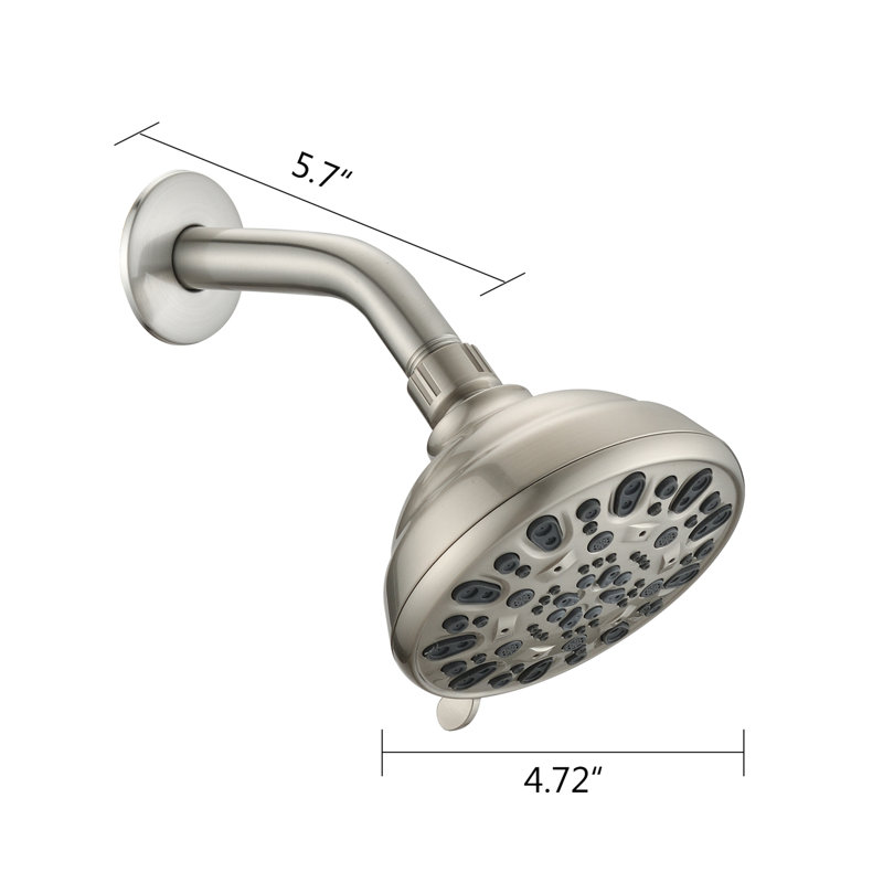 Brushed Nickel 4.72" Shower Head - 6 Modes, Clog , 1.8 Gpm Flow, Effortless Install With Settings, High , Clog, Gpm, Fits Standard Arm