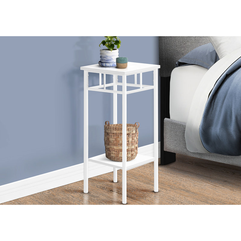 2 tables d'appoint en stratifié blanc pour salon moderne avec rangement