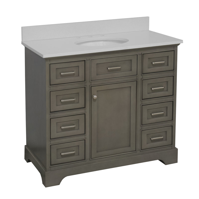 Ensemble de meuble-lavabo simple 42 po Ronnie, Quartz, Gris patiné