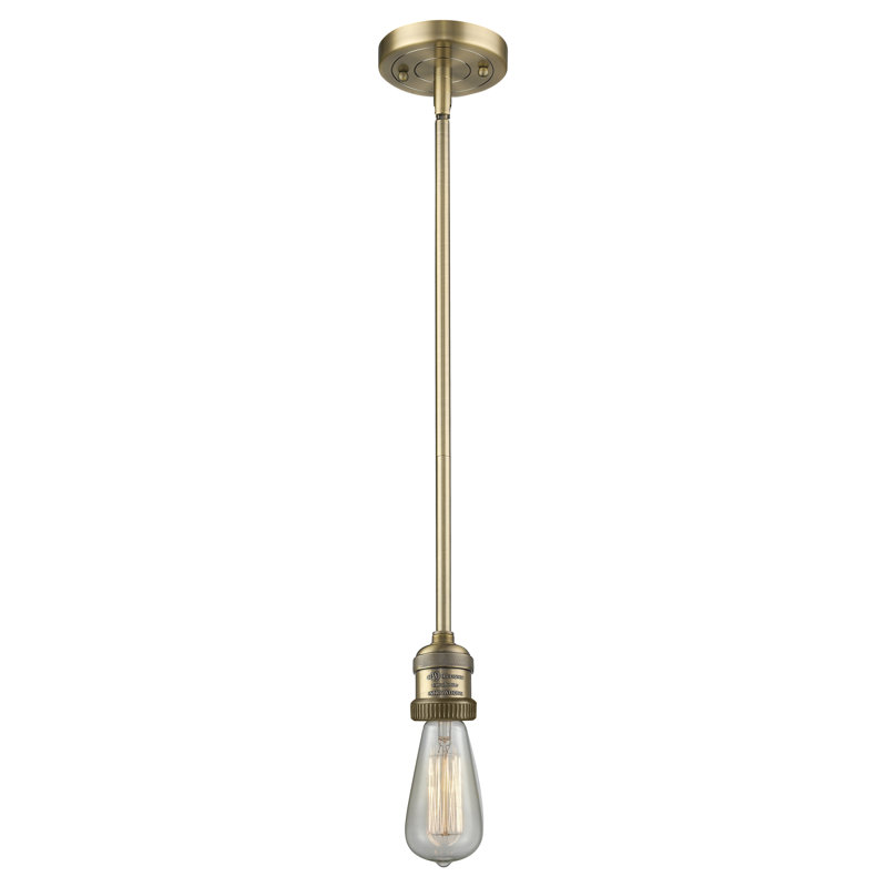 Luminaire suspendu pour une seule ampoule 1 lumières Reinert, Laiton brossé, DEL, H 3,5 po x l 2 po x P 2 po