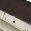 Console rétro avec deux tablettes ouvertes, structure en bois de pin massif et pieds pour le salon (espresso et beige)-129705143