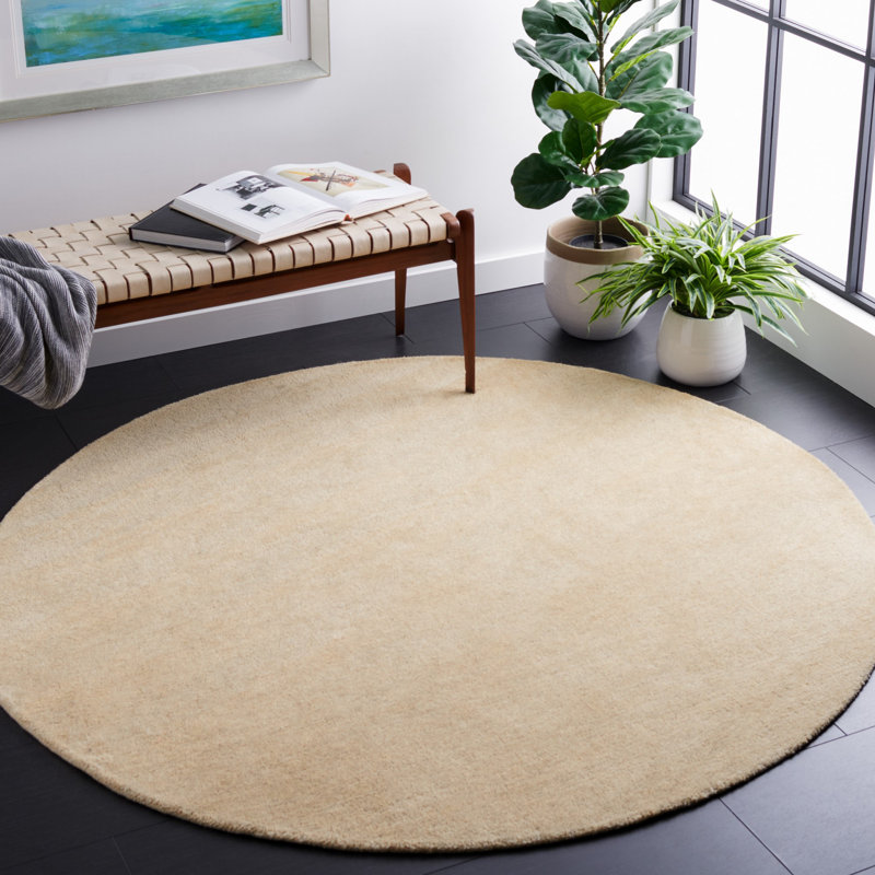 Tapis beige en laine Moreau, Rond 6 pi