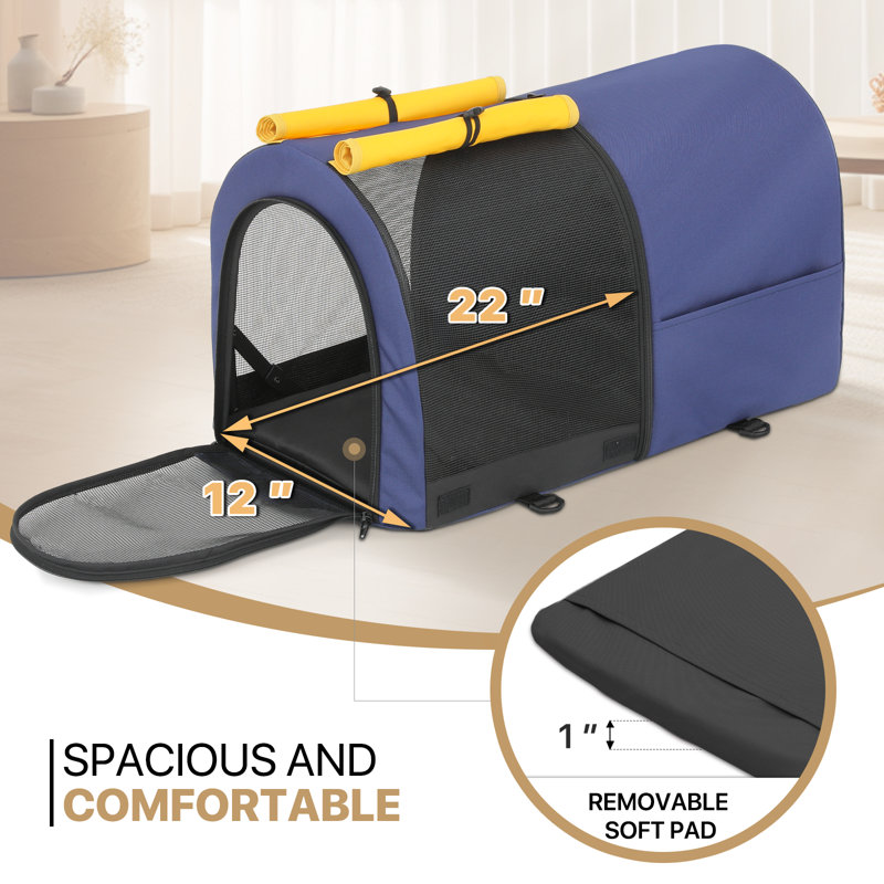 Navy Blue Double Pet Stroller with Detachable Carriers