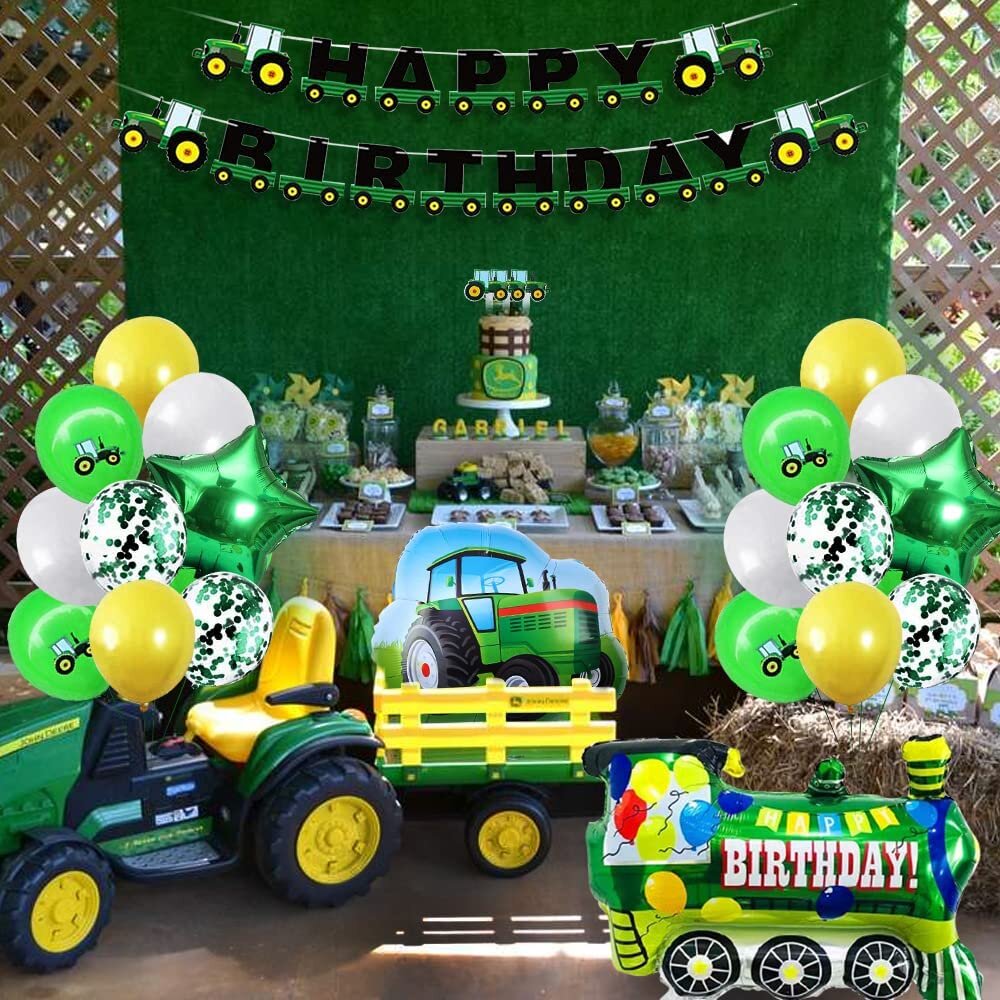 Amazon.com: PRATYUS Farm Green Tractor First Birthday Party Decoration With  Green Birthday Banner,Baby Crown Hat, Tie and Cake Topper for Baby Girl Boy  Photo Booth Props : Toys & Games