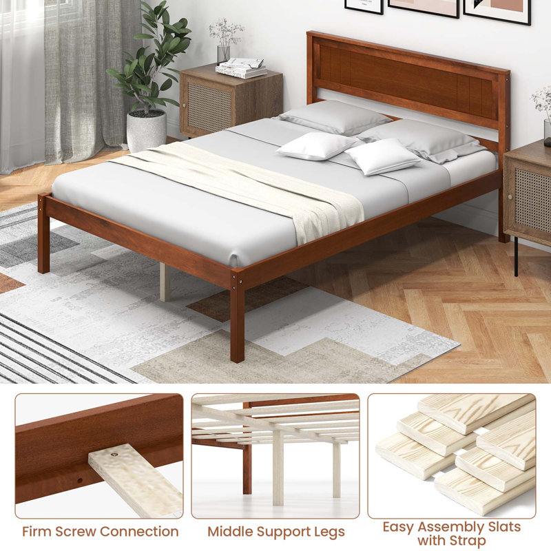 Aneeya Platform Bed, Full, Walnut