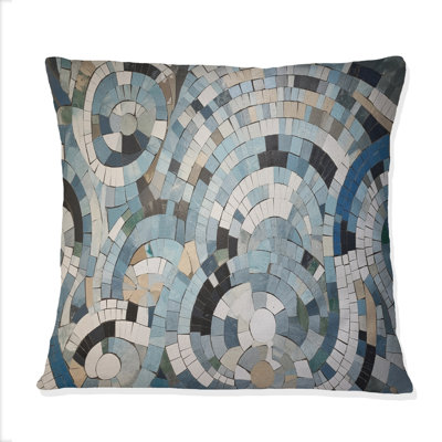 Blue And White Bohemian Medley - Boho Mosaic Printed Throw Pillow