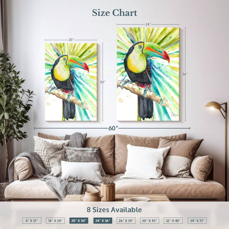 Brampt Bright Tropical Toucan, 36" H x 24" W