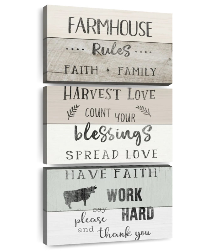 Plaque murale Farmhouse Rules, H 44 po x l 21 po