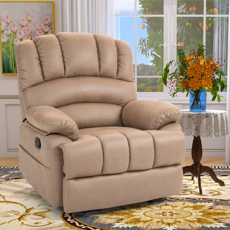 Brisen 40" Wide Oversize Upholstery Manual Recliner, Brown Microfiber